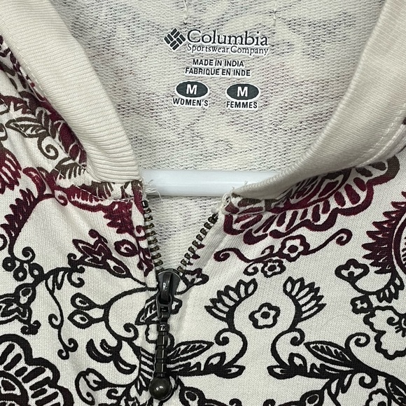 COLUMBIA Scrolls Zip-Up Hoodie Sweatshirt, Winter White, Burgundy, Black, Medium - Picture 3 of 6